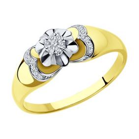 Кольцо из лимонного золота SOKOLOV 1011490-2 с бриллиантом 1011490-2 фото