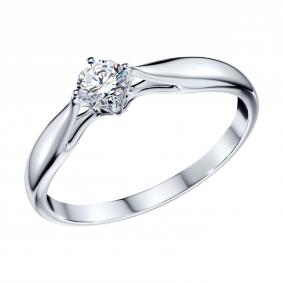 Кольцо из белого золота SOKOLOV 1011501-5 с бриллиантом выращенным 1011501-5 фото