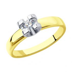 Кольцо из лимонного золота SOKOLOV 1011679-2 с бриллиантом 1011679-2 фото