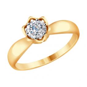 Золотое помолвочное кольцо SOKOLOV с бриллиантом 1011697 1011697 фото