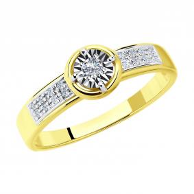 Кольцо из лимонного золота SOKOLOV 1011754-2 с бриллиантом 1011754-2 фото