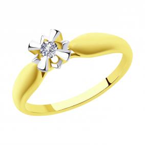 Кольцо из лимонного золота SOKOLOV 1011879-2 с бриллиантом 1011879-2 фото