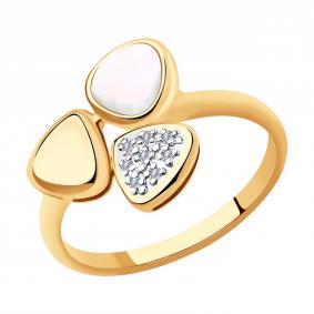 Золотое кольцо SOKOLOV 1011883-5 с бриллиантом и перламутром 1011883-5 фото