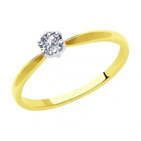 Кольцо из лимонного золота SOKOLOV 1011919-2 с бриллиантом 1011919-2 фото