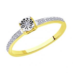 Кольцо из лимонного золота SOKOLOV 1012010-2 с бриллиантом 1012010-2 фото