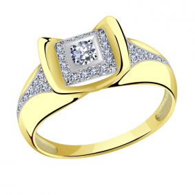 Кольцо из лимонного золота Александра 1012037сбл с бриллиантом 1012037сбл фото