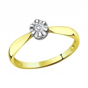 Помолвочное кольцо из лимонного золота Александра с бриллиантом 1012066сбл 1012066сбл фото