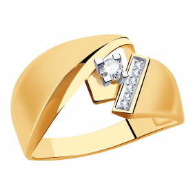 Золотое кольцо Александра 1012111сбк с бриллиантом 1012111сбк фото