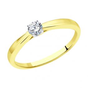 Кольцо из лимонного золота SOKOLOV 1012289-2 с бриллиантом 1012289-2 фото