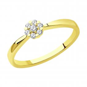 Кольцо из лимонного золота SOKOLOV 1012341-2 с бриллиантом 1012341-2 фото