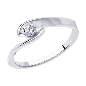 Кольцо из белого золота SOKOLOV 1012361-3-5 с бриллиантом выращенным 1012361-3-5 фото