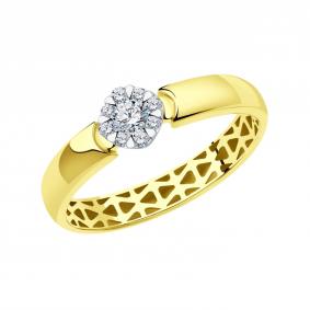 Кольцо из лимонного золота SOKOLOV 1012384-2 с бриллиантом 1012384-2 фото