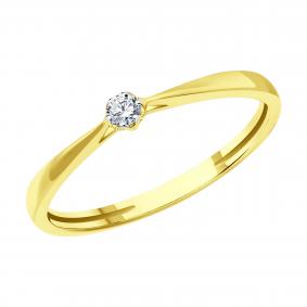 Кольцо из лимонного золота SOKOLOV 1012452-2 с бриллиантом 1012452-2 фото