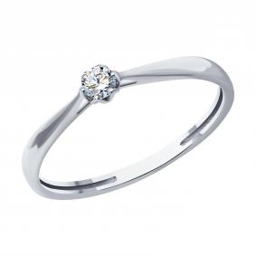 Кольцо из белого золота SOKOLOV 1012458-3-5 с бриллиантом выращенным 1012458-3-5 фото