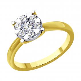 Кольцо из лимонного золота SOKOLOV 1012508-2 с бриллиантом 1012508-2 фото