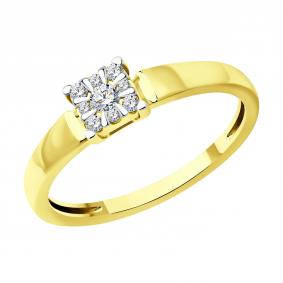 Кольцо из лимонного золота SOKOLOV 1012552-2 с бриллиантом 1012552-2 фото