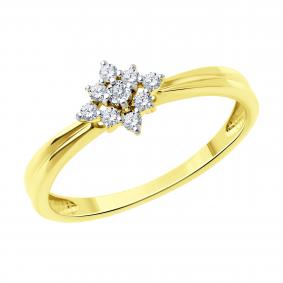 Кольцо из лимонного золота SOKOLOV 1012580-2 с бриллиантом 1012580-2 фото