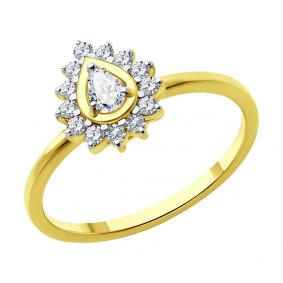 Кольцо из лимонного золота SOKOLOV 1012607-2 с бриллиантом 1012607-2 фото