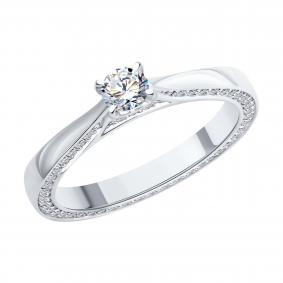 Кольцо из белого золота SOKOLOV 1012632-3-5 с бриллиантом выращенным 1012632-3-5 фото