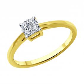 Кольцо из лимонного золота SOKOLOV 1012687-2 с бриллиантом 1012687-2 фото