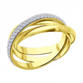 Кольцо из лимонного золота SOKOLOV 1012709-2 с бриллиантом 1012709-2 фото