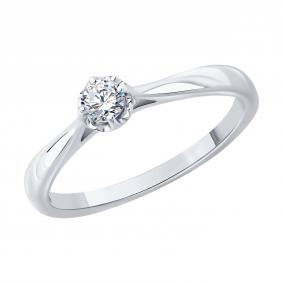 Кольцо из белого золота SOKOLOV 1012736-3-5 с бриллиантом выращенным 1012736-3-5 фото