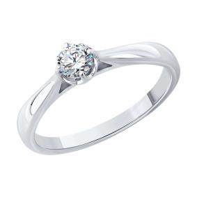 Кольцо из белого золота SOKOLOV 1012737-3-5 с бриллиантом выращенным 1012737-3-5 фото