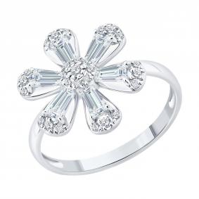 Кольцо из белого золота SOKOLOV 1012799-3-5 с бриллиантом выращенным 1012799-3-5 фото