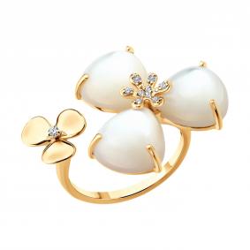 Золотое кольцо SOKOLOV 1012812 с бриллиантом и перламутром 1012812 фото