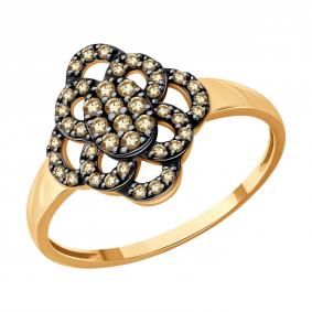 Золотое кольцо SOKOLOV 1012820 с коньячным бриллиантом 1012820 фото