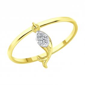 Кольцо из лимонного золота с подвижным элементом SOKOLOV с бриллиантом 1012830-2 1012830-2 фото