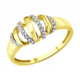 Кольцо из лимонного золота SOKOLOV 1012862-2 с бриллиантом 1012862-2 фото