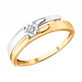 Кольцо из комбинированного золота SOKOLOV 1012884 с бриллиантом 1012884 фото
