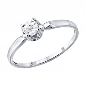 Кольцо из белого золота SOKOLOV 1012904-3 с бриллиантом 1012904-3 фото