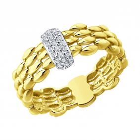 Кольцо из лимонного золота SOKOLOV 1012909-2 с бриллиантом 1012909-2 фото