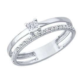 Кольцо из белого золота SOKOLOV 1012914-3-5 с бриллиантом выращенным 1012914-3-5 фото