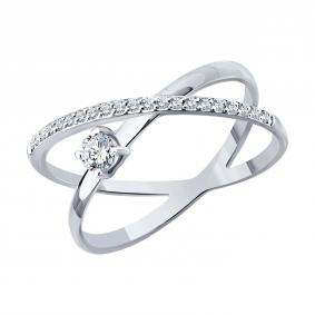 Кольцо из белого золота SOKOLOV 1012922-3-5 с бриллиантом выращенным 1012922-3-5 фото