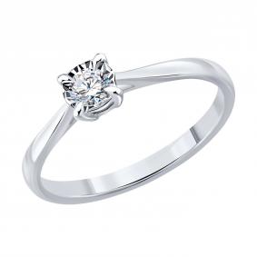 Кольцо из белого золота SOKOLOV 1012935-3-5 с бриллиантом выращенным 1012935-3-5 фото
