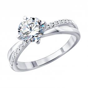 Кольцо из белого золота SOKOLOV 1012937-3-5 с бриллиантом выращенным 1012937-3-5 фото