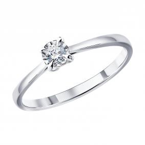 Кольцо из белого золота SOKOLOV 1012944-3-5 с бриллиантом выращенным 1012944-3-5 фото