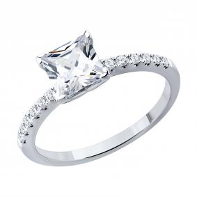 Кольцо из белого золота SOKOLOV 1012952-3-5 с бриллиантом выращенным 1012952-3-5 фото