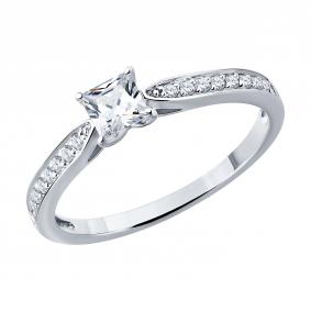 Кольцо из белого золота SOKOLOV 1012954-3-5 с бриллиантом выращенным 1012954-3-5 фото