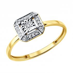 Кольцо из лимонного золота SOKOLOV 1012959-2 с бриллиантом 1012959-2 фото