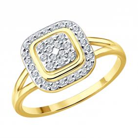 Кольцо из лимонного золота SOKOLOV 1012962-2 с бриллиантом 1012962-2 фото