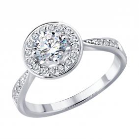 Кольцо из белого золота SOKOLOV 1012969-3-5 с бриллиантом выращенным 1012969-3-5 фото