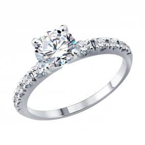 Кольцо из белого золота SOKOLOV 1012970-3-5 с бриллиантом выращенным 1012970-3-5 фото