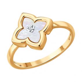 Золотое кольцо SOKOLOV 1012975 с бриллиантом и перламутром 1012975 фото