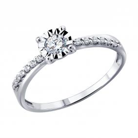 Кольцо из белого золота SOKOLOV 1012984-3-5 с бриллиантом выращенным 1012984-3-5 фото