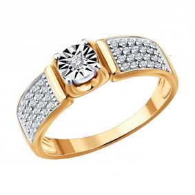 Кольцо из комбинированного золота SOKOLOV 1012999 с бриллиантом 1012999 фото