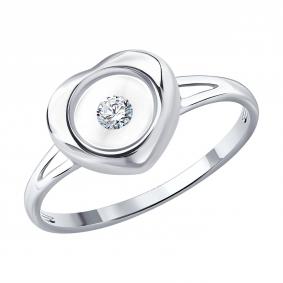 Кольцо из белого золота SOKOLOV 1013097-3-5 с сапфировым стеклом и бриллиантом выращенным 1013097-3-5 фото